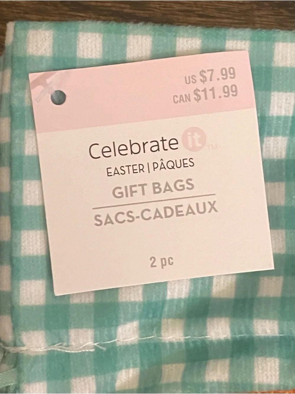 Celebrate It Easter Carrot Burlap Drawstring Gift Bags Set of 2